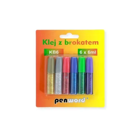 Klej z Brokatem 6ml 6 Kolorów PS601 | Hurtownia F. H. Bonk