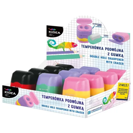 Temperówka podwójna z gumką KIDEA 6684 | Hurtownia F.H. Bonk