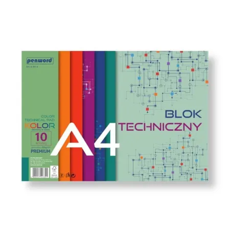 Blok Techniczny A4 Kolorowy 250g 3321 PS671 | Hurtownia Bonk