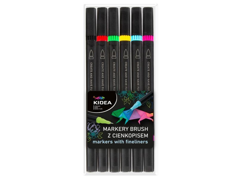 MARKERY BRUSH Z CIENKOPISEM 6KOL 6714