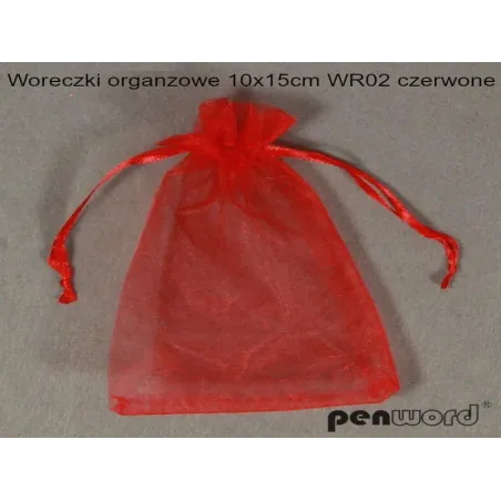 Woreczki z organzy czerwone 10x15cm 10szt. PS756 | Hurtownia Bonk