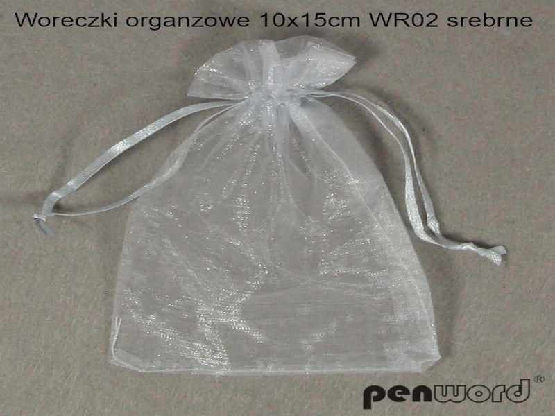 WORECZKI ORGANZA 10x15CM SREBN.10SZT 974