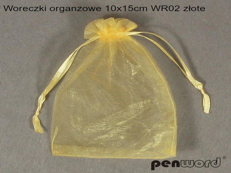 WORECZKI ORGANZA 10x15CM ZLOTE 10SZT 028