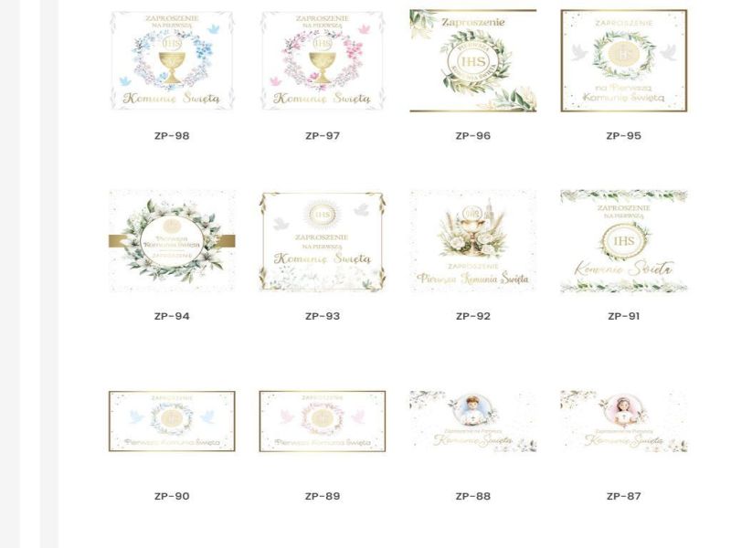 ZAPROSZENIA ZP KOMUNIA 10SZT. 0002