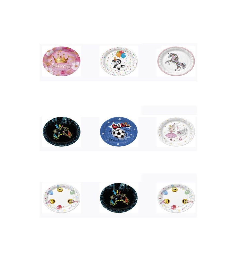 TALERZYK PAPIER 227MM 8SZT MIX