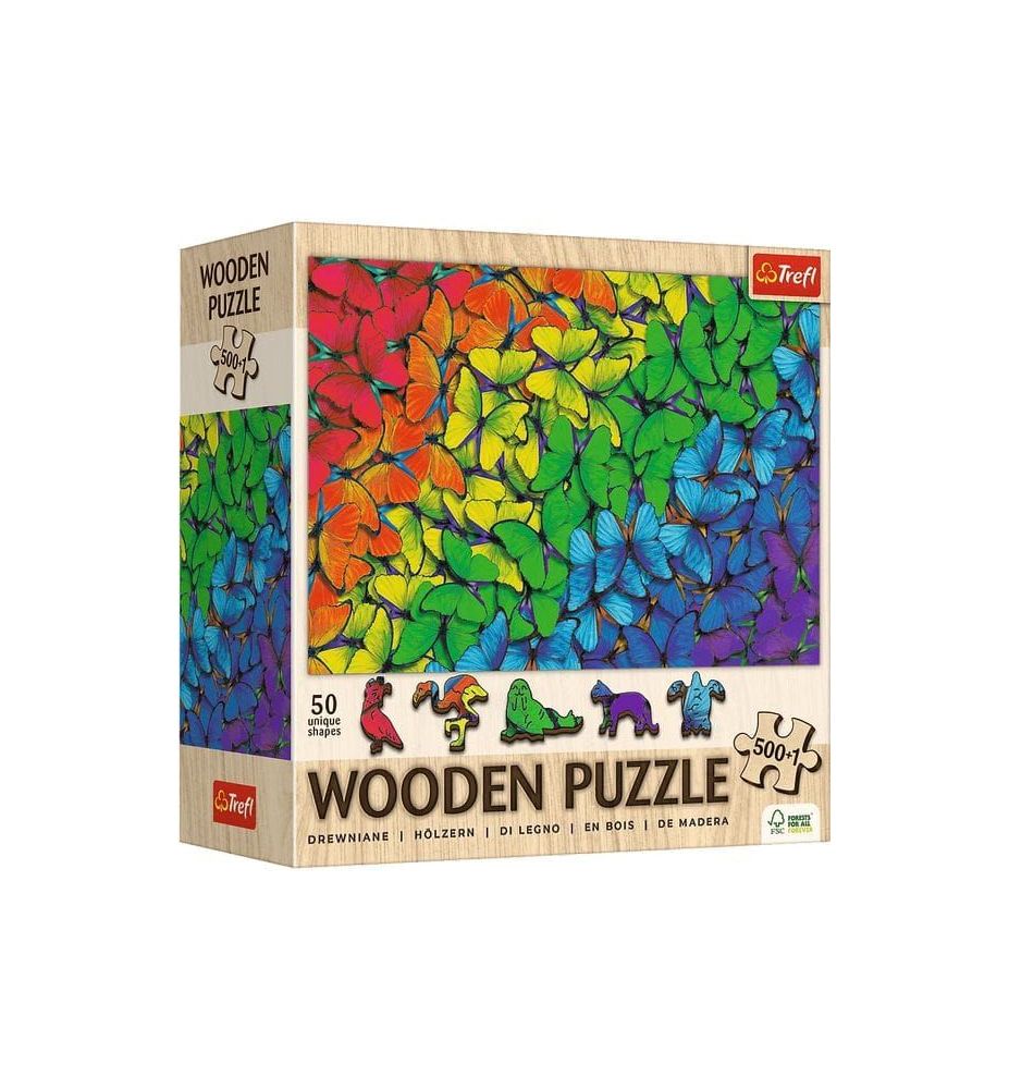 PUZZLE DREWNIANE 500+1 TECZOWE MOTYLE