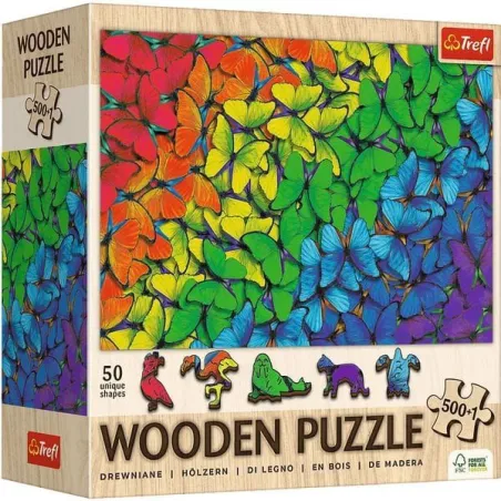 PUZZLE DREWNIANE 500+1 TECZOWE MOTYLE