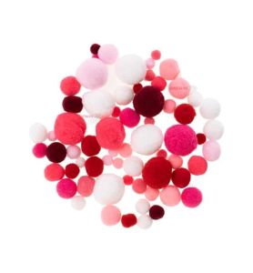 POMPONY POM52 ROZOWY I BIALY 6985