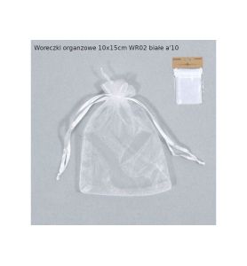 WORECZKI ORGANZA 10x15CM BIALE 10SZT 626