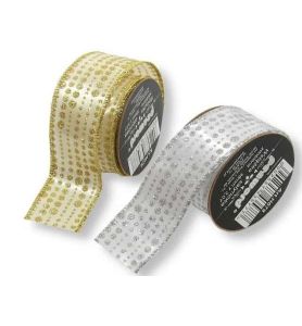 WSTAZKA OZDOB. SATYN. 38MM ZLOTA/SREB 77