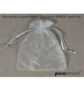 WORECZKI ORGANZA 10x15CM SREBN.10SZT 974