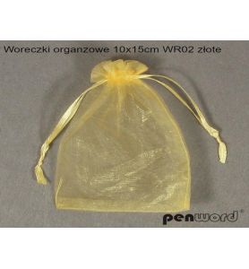 WORECZKI ORGANZA 10x15CM ZLOTE 10SZT 028