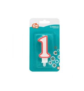SWIECZKA CYFRA 1 CZERWONY KONTUR 7CM 975