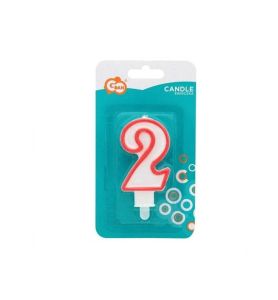 SWIECZKA CYFRA 2 CZERWONY KONTUR 7CM 982