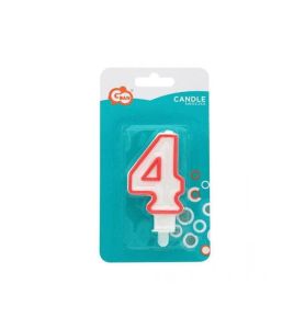 SWIECZKA CYFRA 4 CZERWONY KONTUR 7CM 024