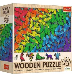 PUZZLE DREWNIANE 500+1 TECZOWE MOTYLE