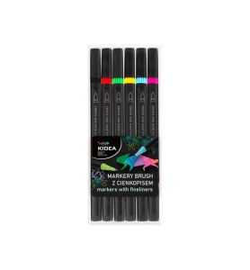 MARKERY BRUSH Z CIENKOPISEM 6KOL 6714