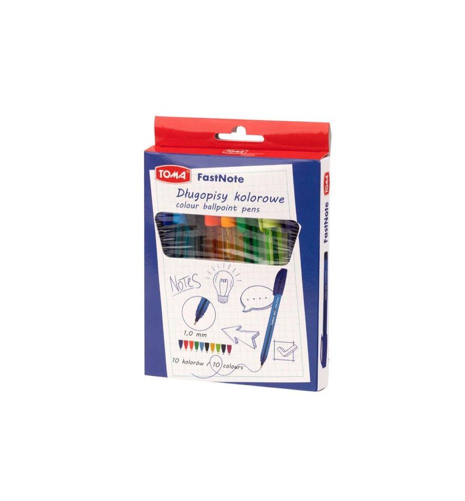 DLUGOPISY KOLOROWE 10SZT FASTNOTE 4022