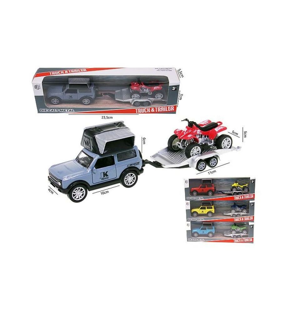 AUTO SAFARI PRZYCZEPA Z QUADEM 20CM 4743