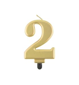 SWIECZKA CYFRA 2 METALIK ZLOTA 8CM 4293