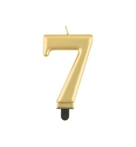 SWIECZKA CYFRA 7 METALIK ZLOTA 8CM 4392