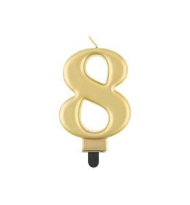 SWIECZKA CYFRA 8 METALIK ZLOTA 8CM 4415
