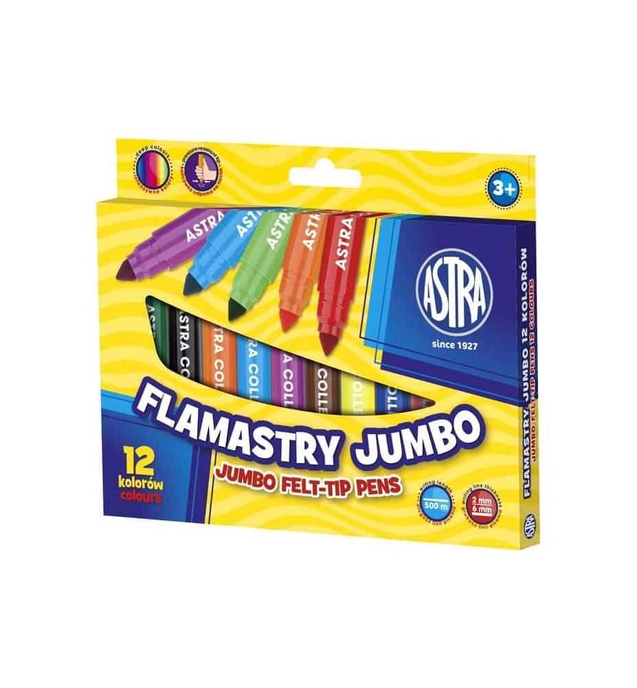 FLAMASTRY OKRAGLE JUMBO 12KOL ASTRA 0419