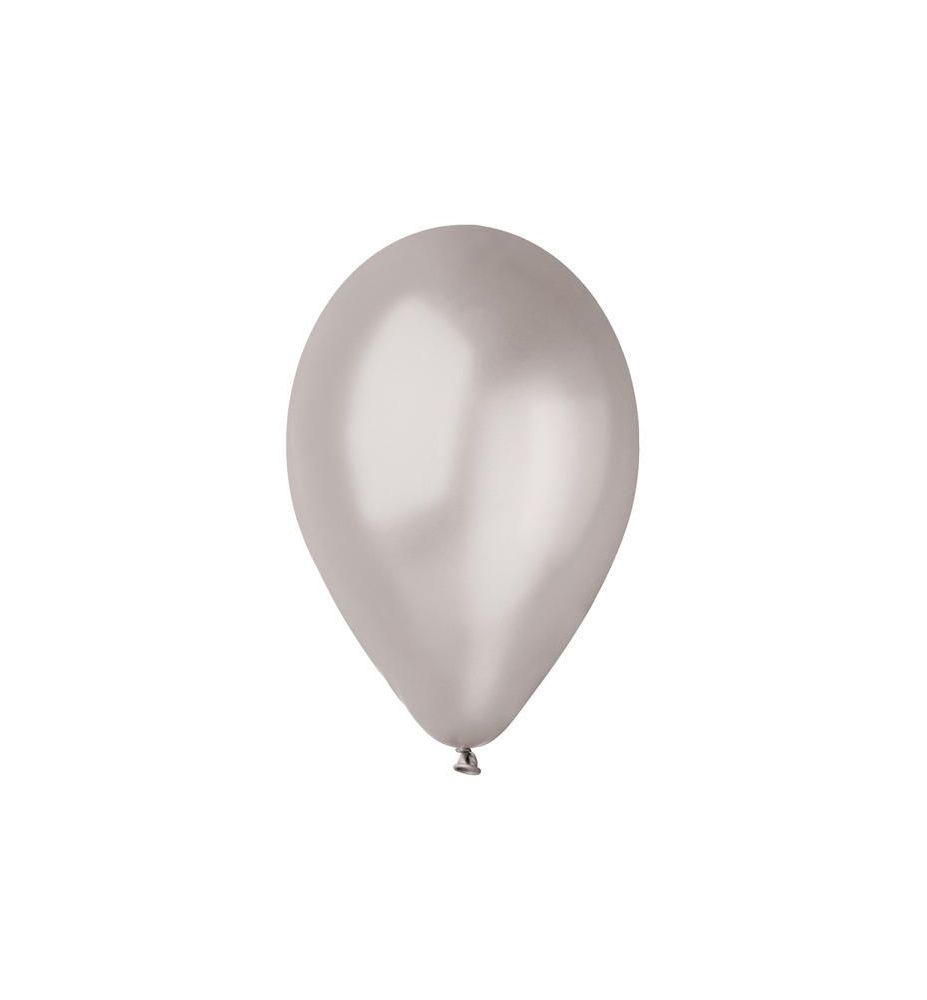 BALON PASTEL SREBRNY 26CM 100SZT 3810