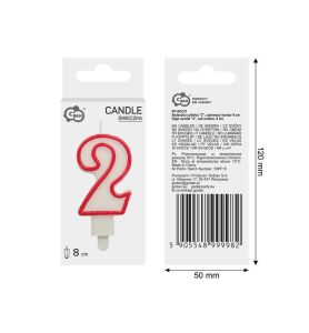 SWIECZKA CYFRA 2 CZERWONY KONTUR 7CM 982