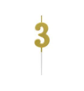 SWIECZKA PIKER CYFRA 3 ZLOTA 9.5CM 5899