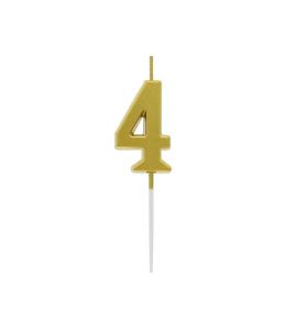 SWIECZKA PIKER CYFRA 4 ZLOTA 9.5CM 5912