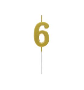 SWIECZKA PIKER CYFRA 6 ZLOTA 9.5CM 5950