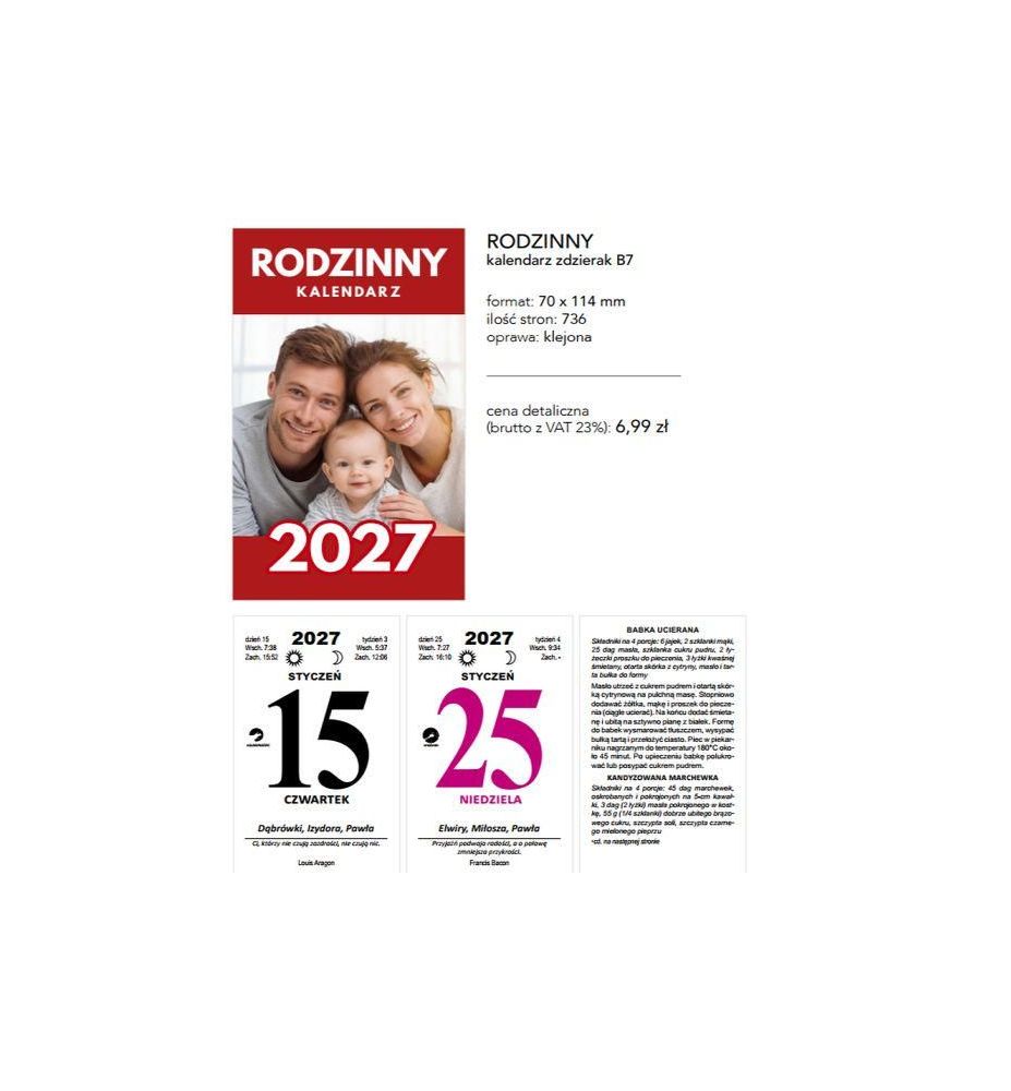 KALENDARZ ZDZIERAK B7 RODZINNY 9529