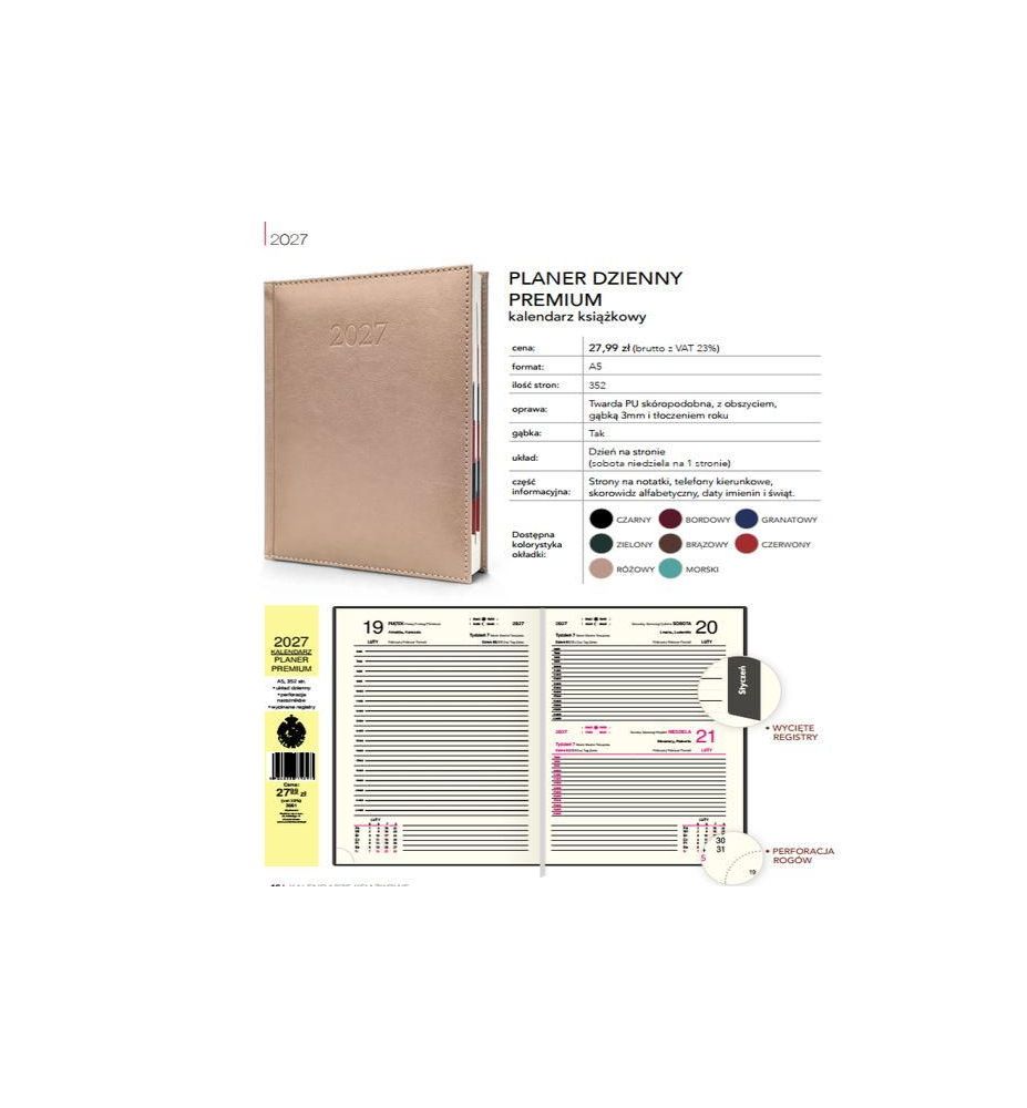 KALENDARZ PLANER A5 DZIENNY PREMIUM 9291