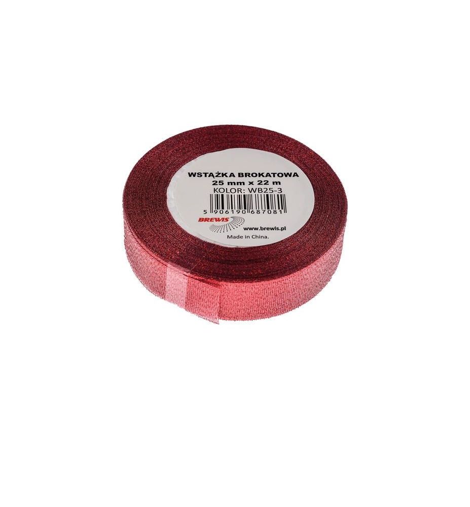 WSTAZKA BROKATOWA 25MMx22M CZERWONY 7081