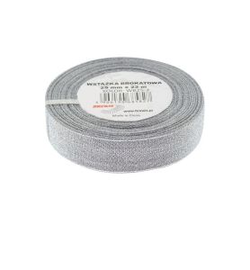 WSTAZKA BROKATOWA 25MMx22M SREBRNY 5827