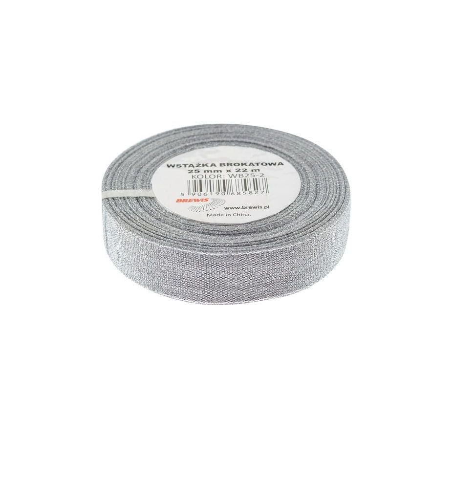 WSTAZKA BROKATOWA 25MMx22M SREBRNY 5827